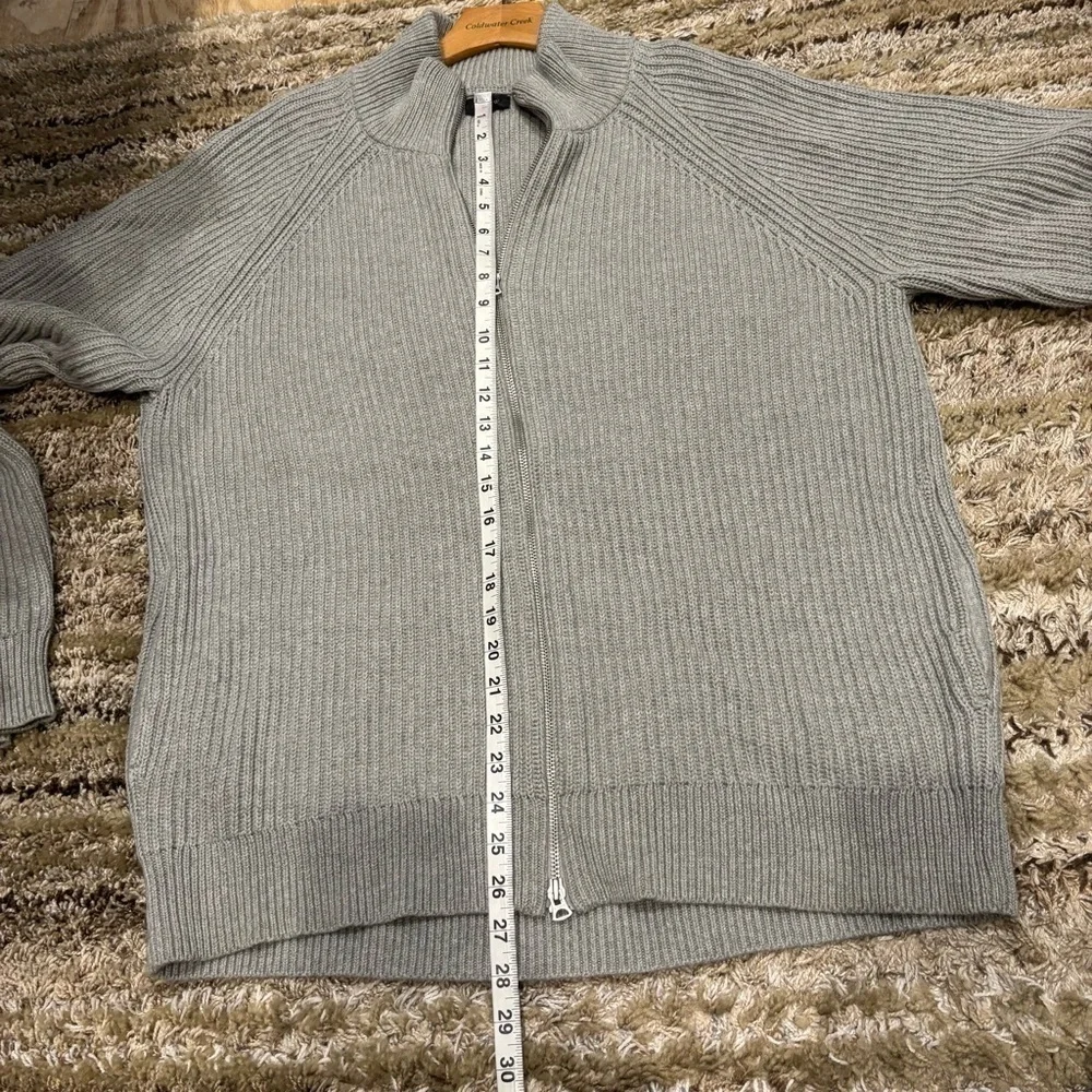J Crew Men’s XL Cardigan Gray Full Zip Sweater Pockets Mock Neck Cotton